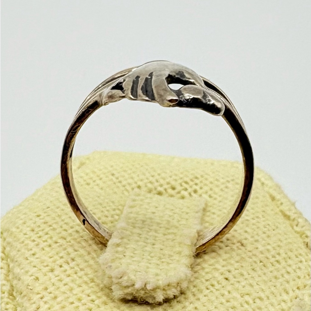 Vintage 925 Sterling Silver Hand Holding Heart Ring - Picture 3 of 8